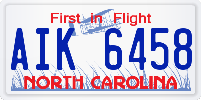 NC license plate AIK6458