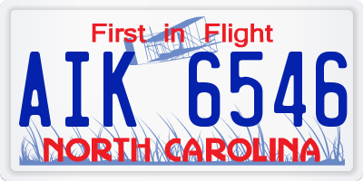 NC license plate AIK6546