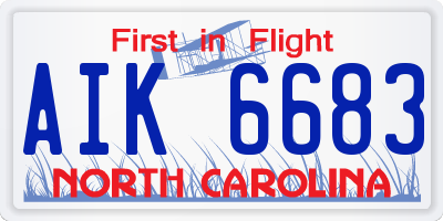 NC license plate AIK6683