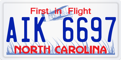 NC license plate AIK6697