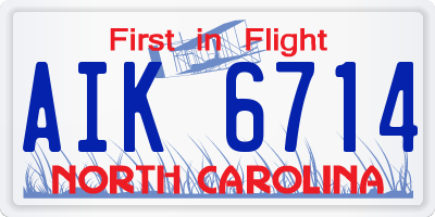 NC license plate AIK6714
