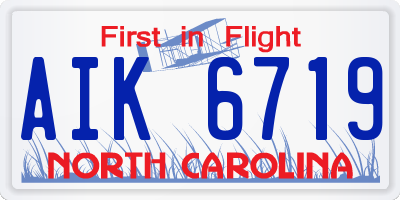 NC license plate AIK6719