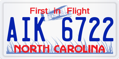 NC license plate AIK6722
