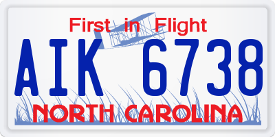 NC license plate AIK6738