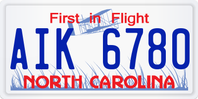 NC license plate AIK6780