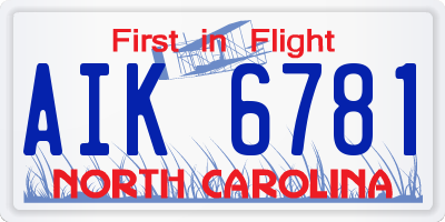 NC license plate AIK6781