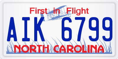 NC license plate AIK6799