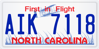 NC license plate AIK7118