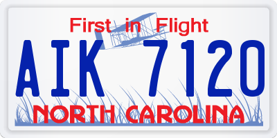NC license plate AIK7120