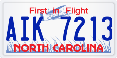 NC license plate AIK7213