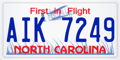NC license plate AIK7249