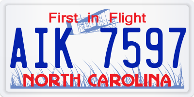 NC license plate AIK7597