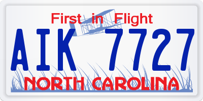 NC license plate AIK7727