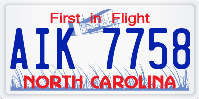 NC license plate AIK7758