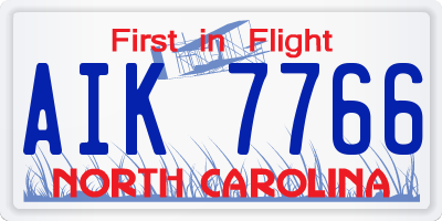 NC license plate AIK7766