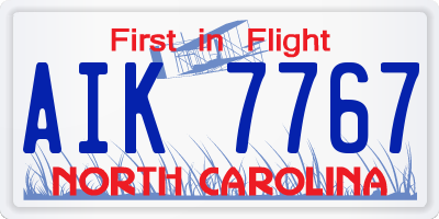 NC license plate AIK7767