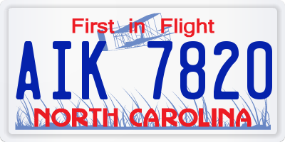 NC license plate AIK7820
