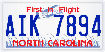 NC license plate AIK7894