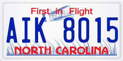 NC license plate AIK8015