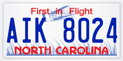 NC license plate AIK8024