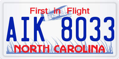 NC license plate AIK8033
