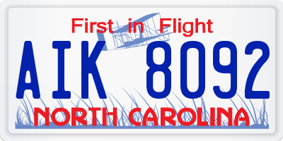 NC license plate AIK8092