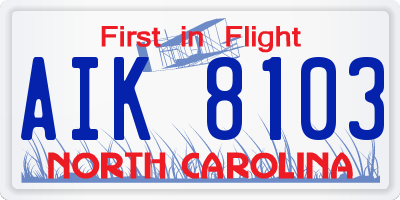 NC license plate AIK8103