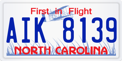 NC license plate AIK8139
