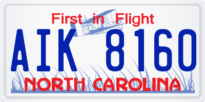 NC license plate AIK8160