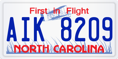 NC license plate AIK8209