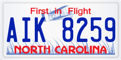 NC license plate AIK8259