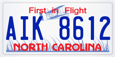 NC license plate AIK8612
