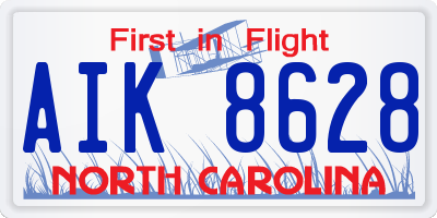 NC license plate AIK8628