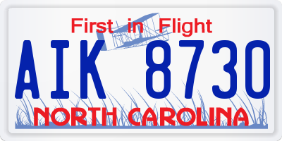 NC license plate AIK8730