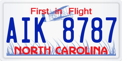 NC license plate AIK8787