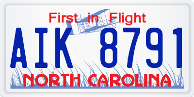 NC license plate AIK8791