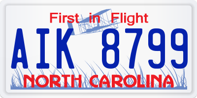 NC license plate AIK8799