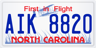 NC license plate AIK8820