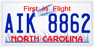NC license plate AIK8862