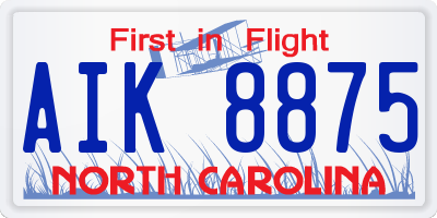 NC license plate AIK8875