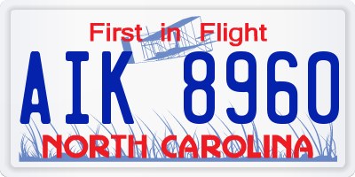 NC license plate AIK8960