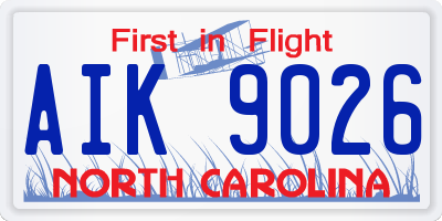 NC license plate AIK9026