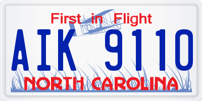 NC license plate AIK9110