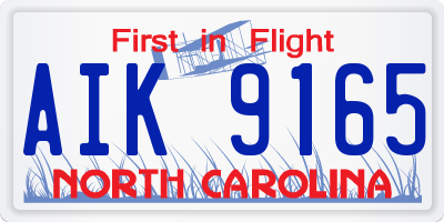 NC license plate AIK9165
