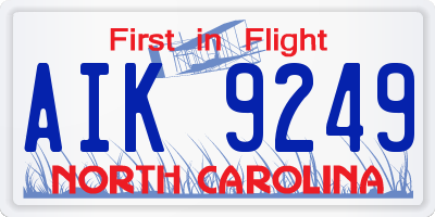 NC license plate AIK9249