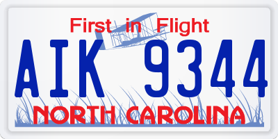 NC license plate AIK9344