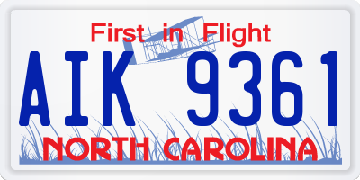 NC license plate AIK9361