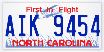 NC license plate AIK9454