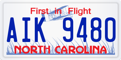 NC license plate AIK9480