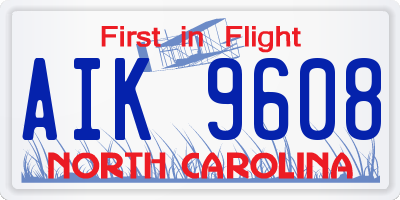 NC license plate AIK9608